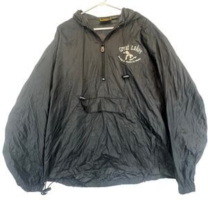 Baru Sports Great Lakes Pullover Hoodie Windbreaker Sz L Half Zip Kangaroo Pouch